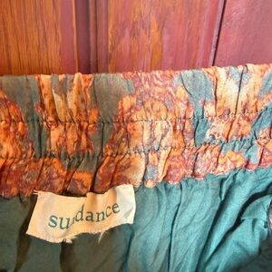 sundance boutique Teal Maxi Skirt with Burnt Orange Floral Waistband